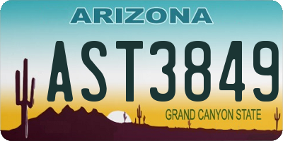AZ license plate AST3849