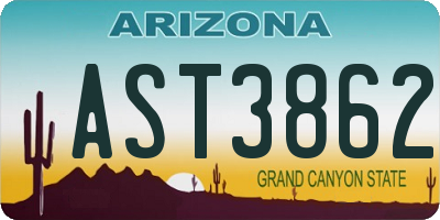 AZ license plate AST3862