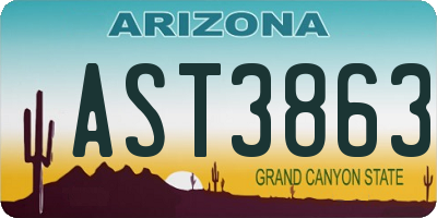 AZ license plate AST3863