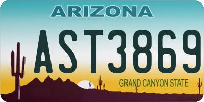 AZ license plate AST3869