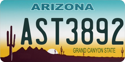 AZ license plate AST3892