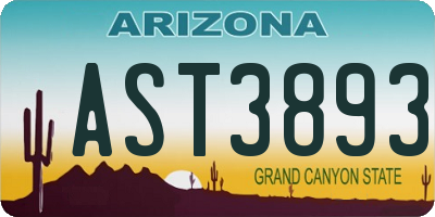 AZ license plate AST3893