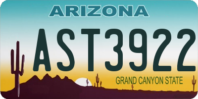 AZ license plate AST3922