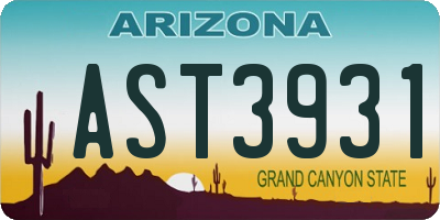 AZ license plate AST3931
