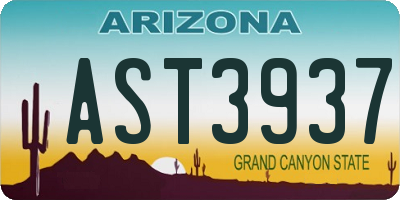 AZ license plate AST3937
