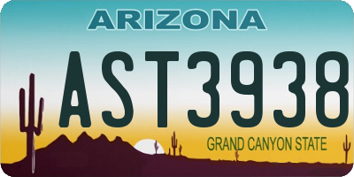AZ license plate AST3938