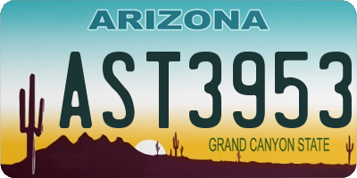 AZ license plate AST3953