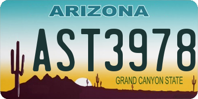 AZ license plate AST3978