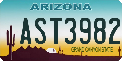 AZ license plate AST3982