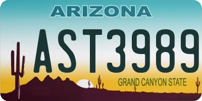 AZ license plate AST3989