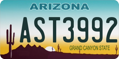 AZ license plate AST3992