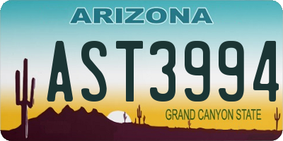 AZ license plate AST3994