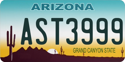 AZ license plate AST3999