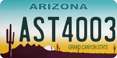 AZ license plate AST4003