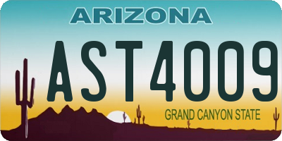 AZ license plate AST4009