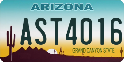 AZ license plate AST4016