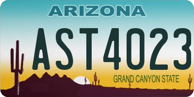 AZ license plate AST4023