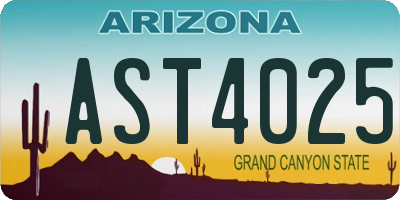 AZ license plate AST4025