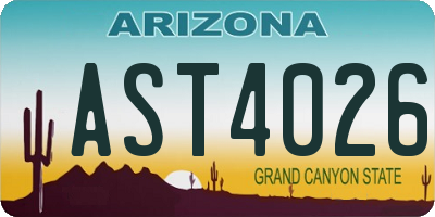 AZ license plate AST4026