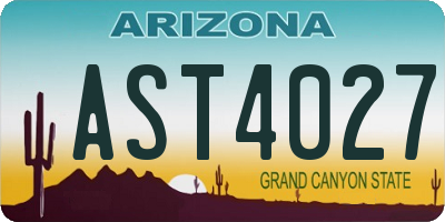 AZ license plate AST4027