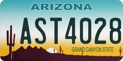 AZ license plate AST4028