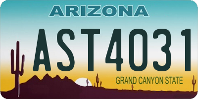 AZ license plate AST4031