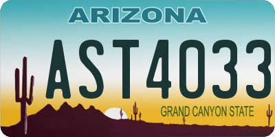 AZ license plate AST4033