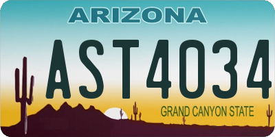 AZ license plate AST4034