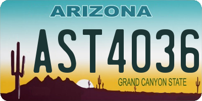 AZ license plate AST4036