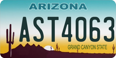 AZ license plate AST4063