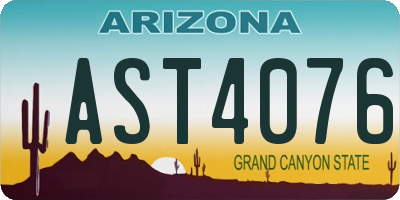 AZ license plate AST4076
