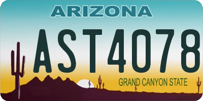 AZ license plate AST4078