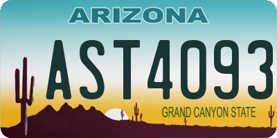 AZ license plate AST4093