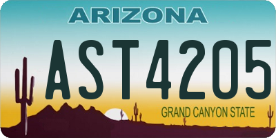 AZ license plate AST4205