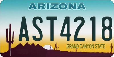 AZ license plate AST4218