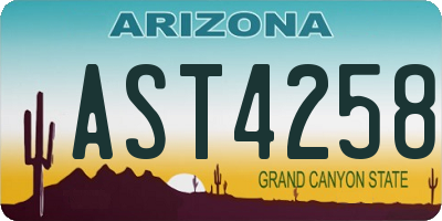 AZ license plate AST4258