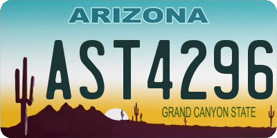AZ license plate AST4296