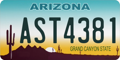 AZ license plate AST4381