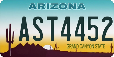 AZ license plate AST4452