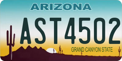 AZ license plate AST4502