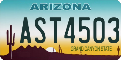 AZ license plate AST4503