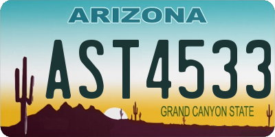 AZ license plate AST4533