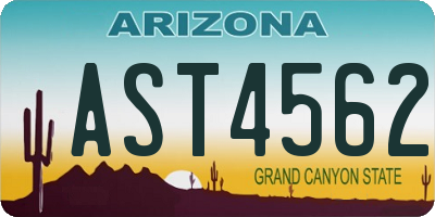 AZ license plate AST4562