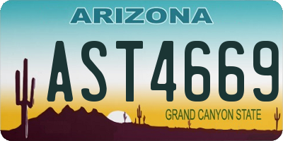 AZ license plate AST4669