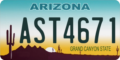 AZ license plate AST4671