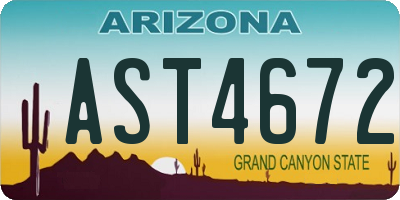 AZ license plate AST4672
