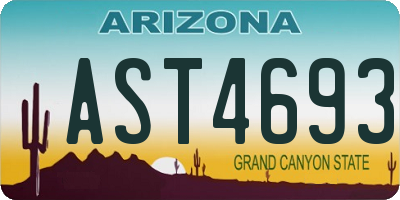 AZ license plate AST4693