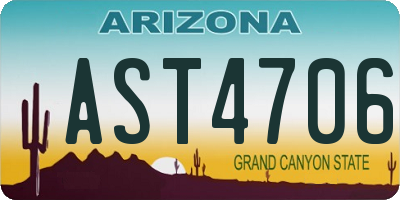 AZ license plate AST4706