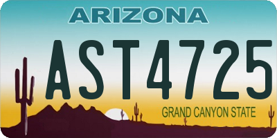 AZ license plate AST4725
