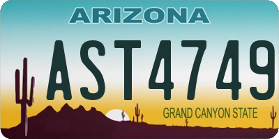 AZ license plate AST4749